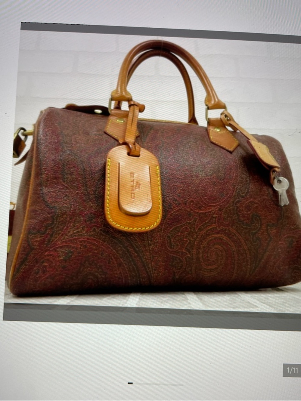 SOLD!!! Etro Brown Paisley Leather Satchel with Tan Trim EUC (900-1500 value) - Picture 3 of 17